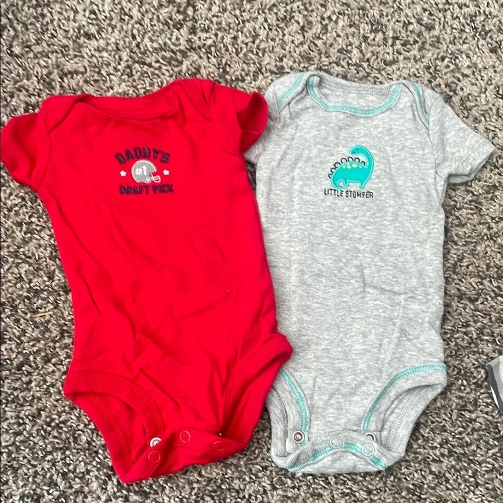 Carter's Baby Boy Matching Sets - 5 onesies, 3 pants and 1 pair of shoes!
